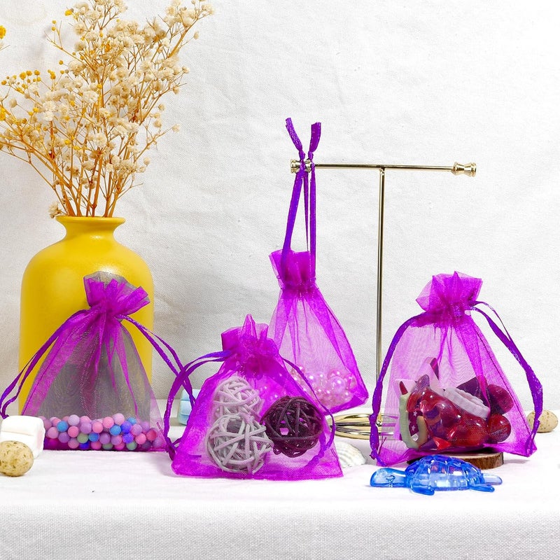 BOEIAC Organza Bags - 50 Mini Rose Gold Mesh Wedding & Party Favor Bags with Drawstring - 4 x 6 Inch, Jewelry, Candy - Image 5